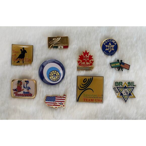 VINTAGE Y2K Maccabi World Jewish Olympics Argentina Games Enamel Pins Lot Of 10 - Picture 1 of 10